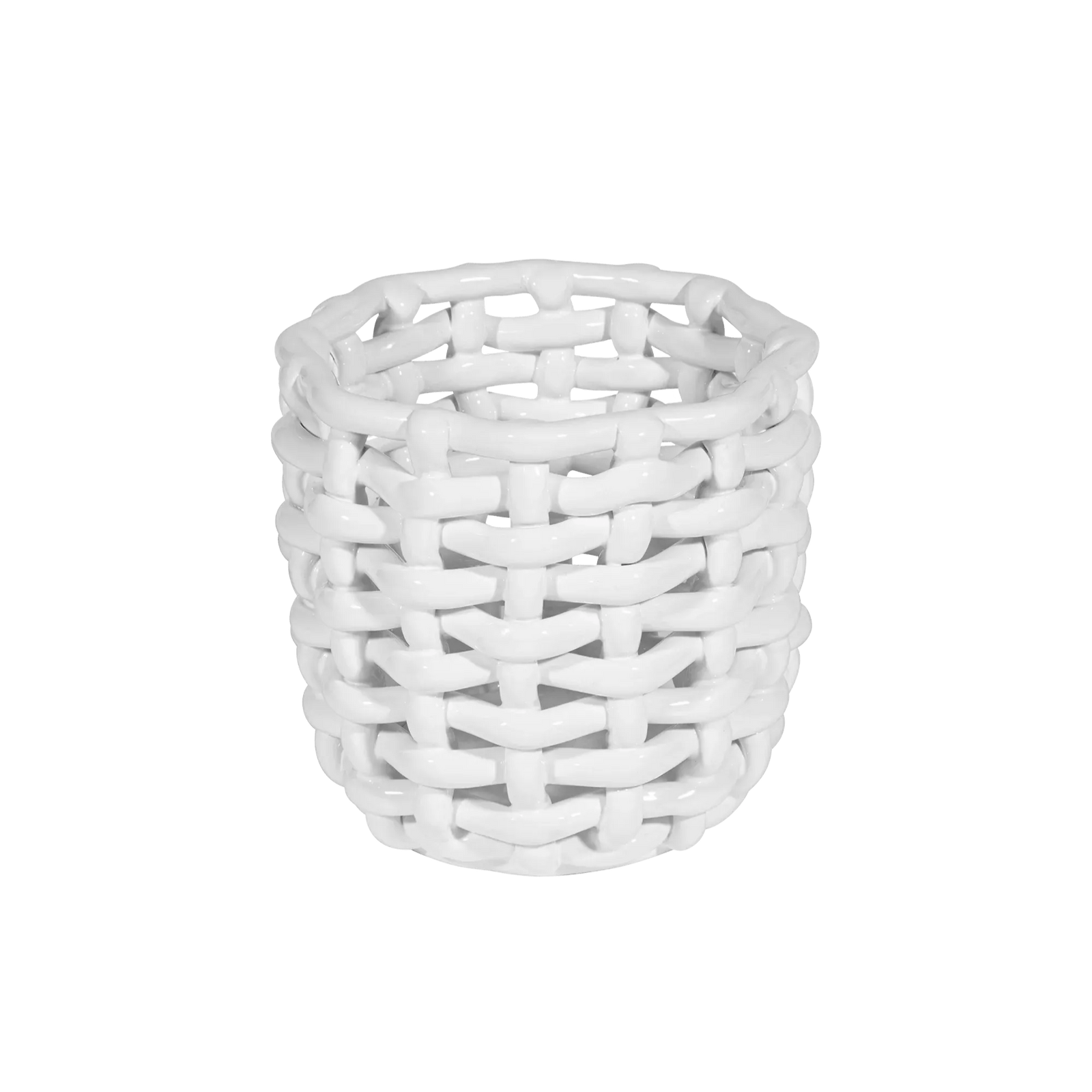 White Basketweave Planter