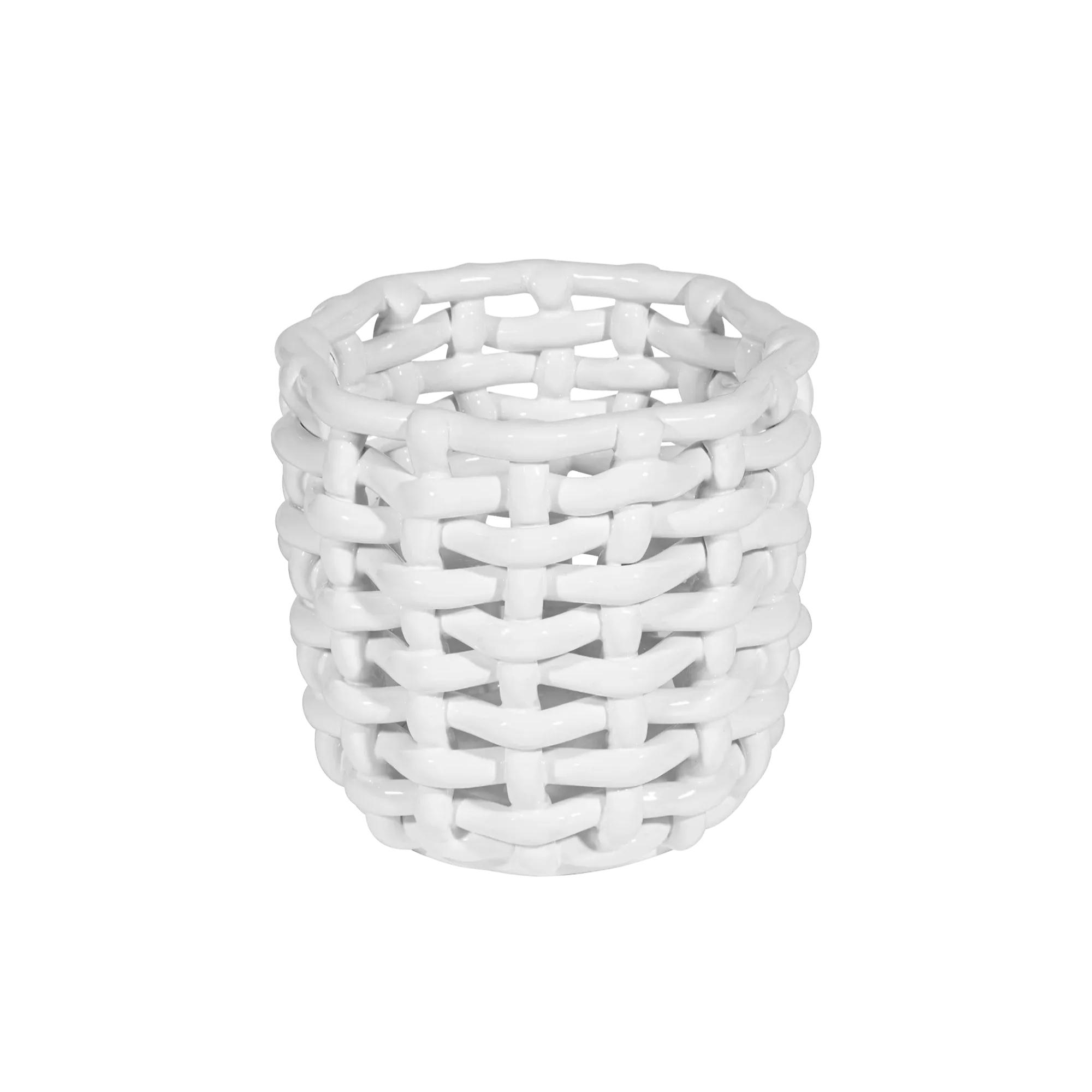 White Basketweave Planter