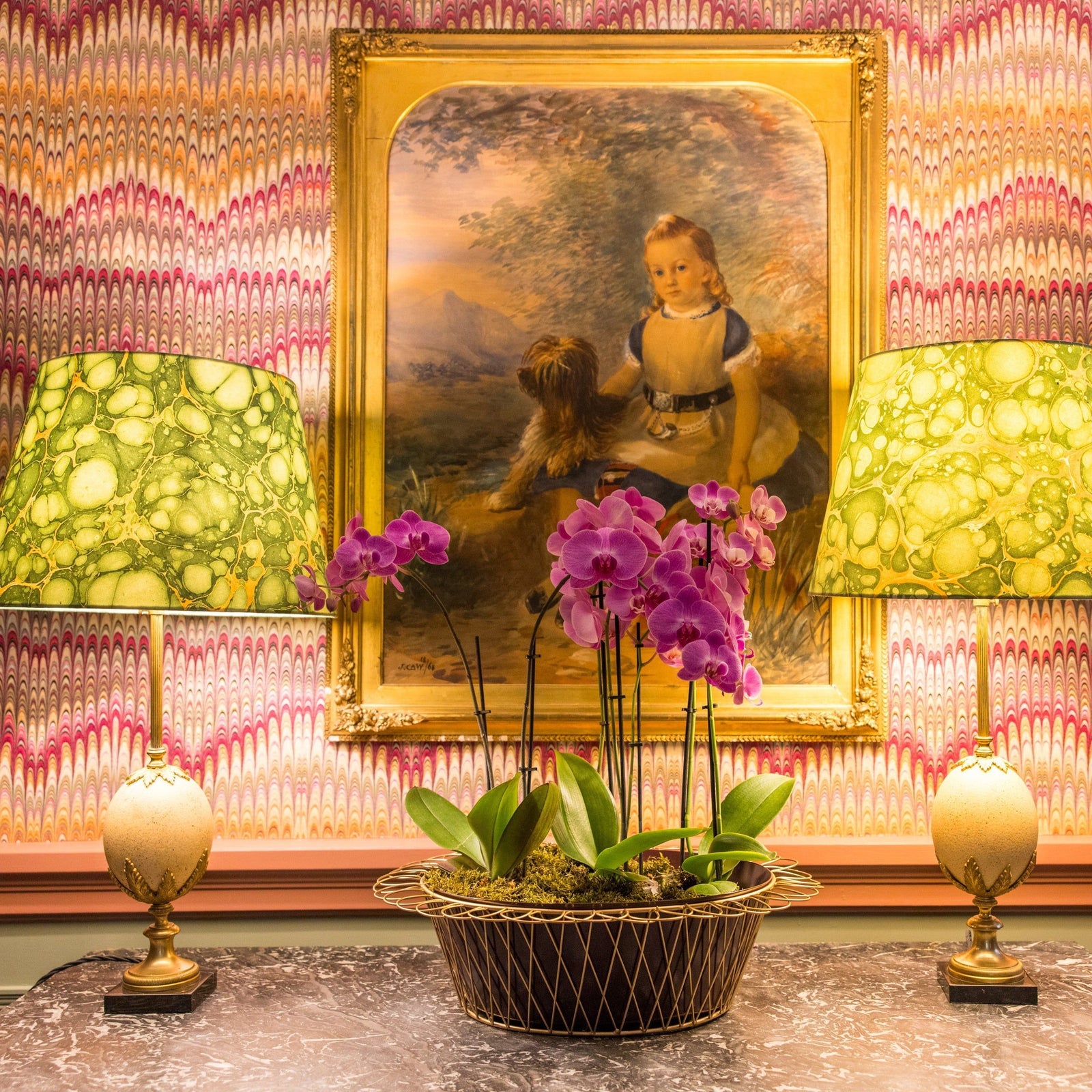 Wire basket Planter | Aubergine & Gold