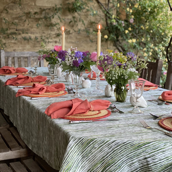 Green Stem Linen Tablecloth