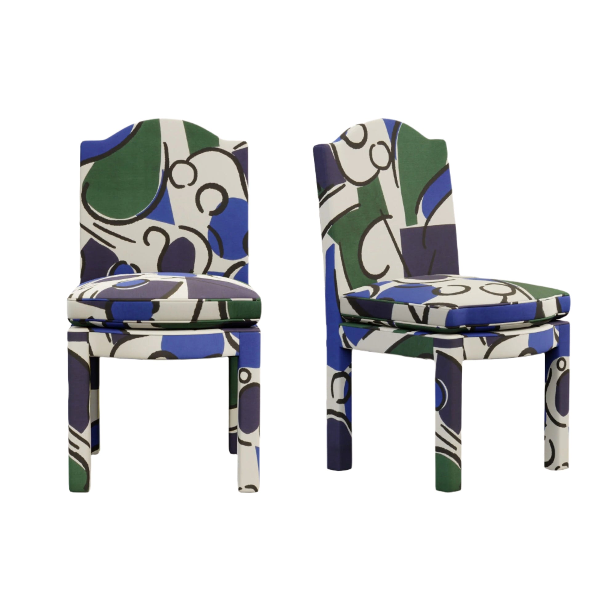Pair of Leo Dining Chairs, Seaweed-