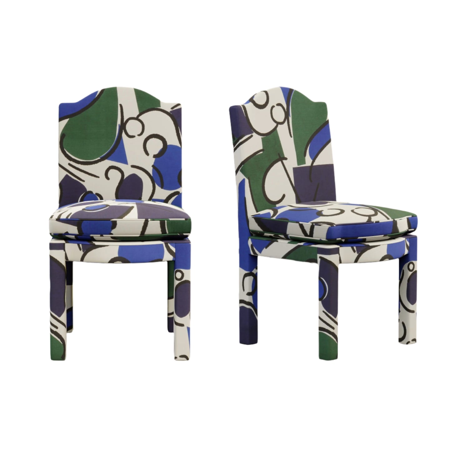 Pair of Leo Dining Chairs, Seaweed