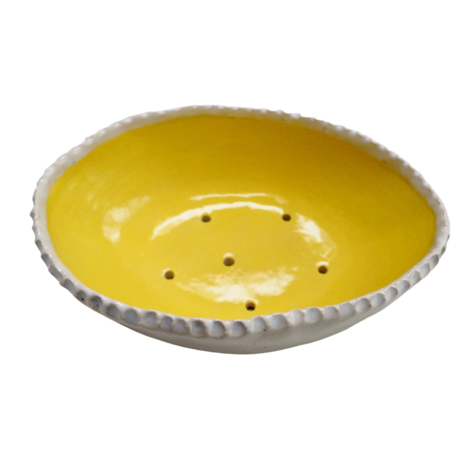 Handmade Yellow Speckled Oval Pottery Soap Dish