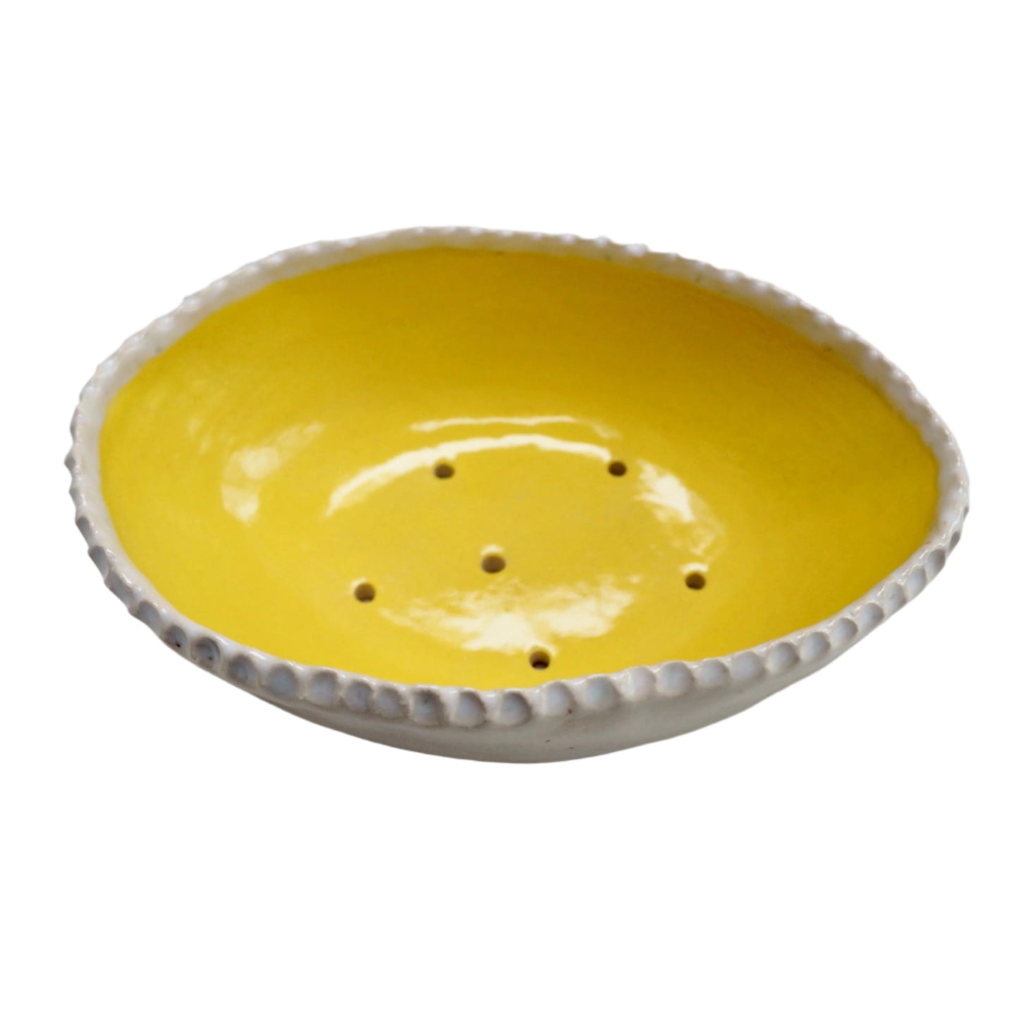 Handmade Yellow Speckled Oval Pottery Soap Dish