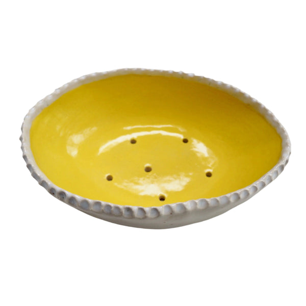 Handmade Yellow Speckled Oval Pottery Soap Dish