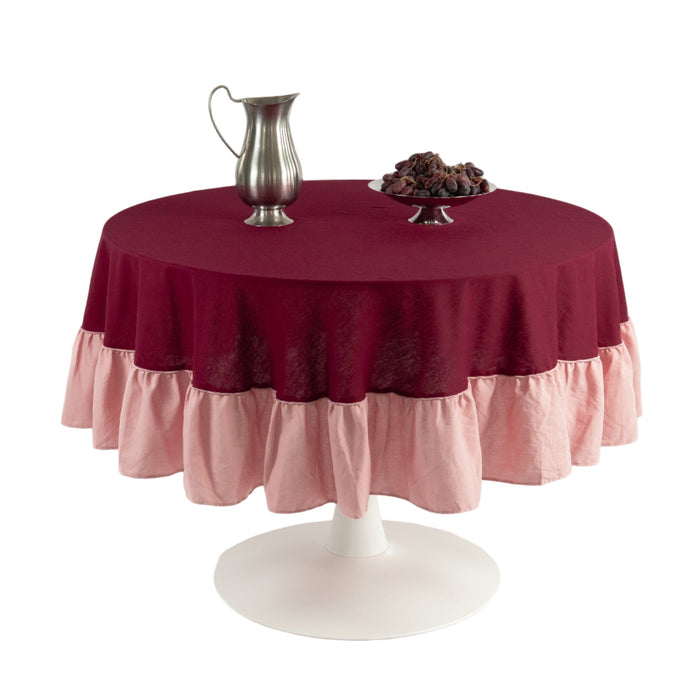Round Ruffle Tablecloth, Cherry/Pink