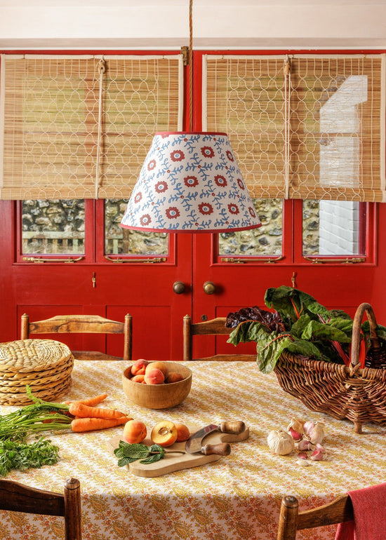 Folk Flower Pendant Lampshade - Red / Blue
