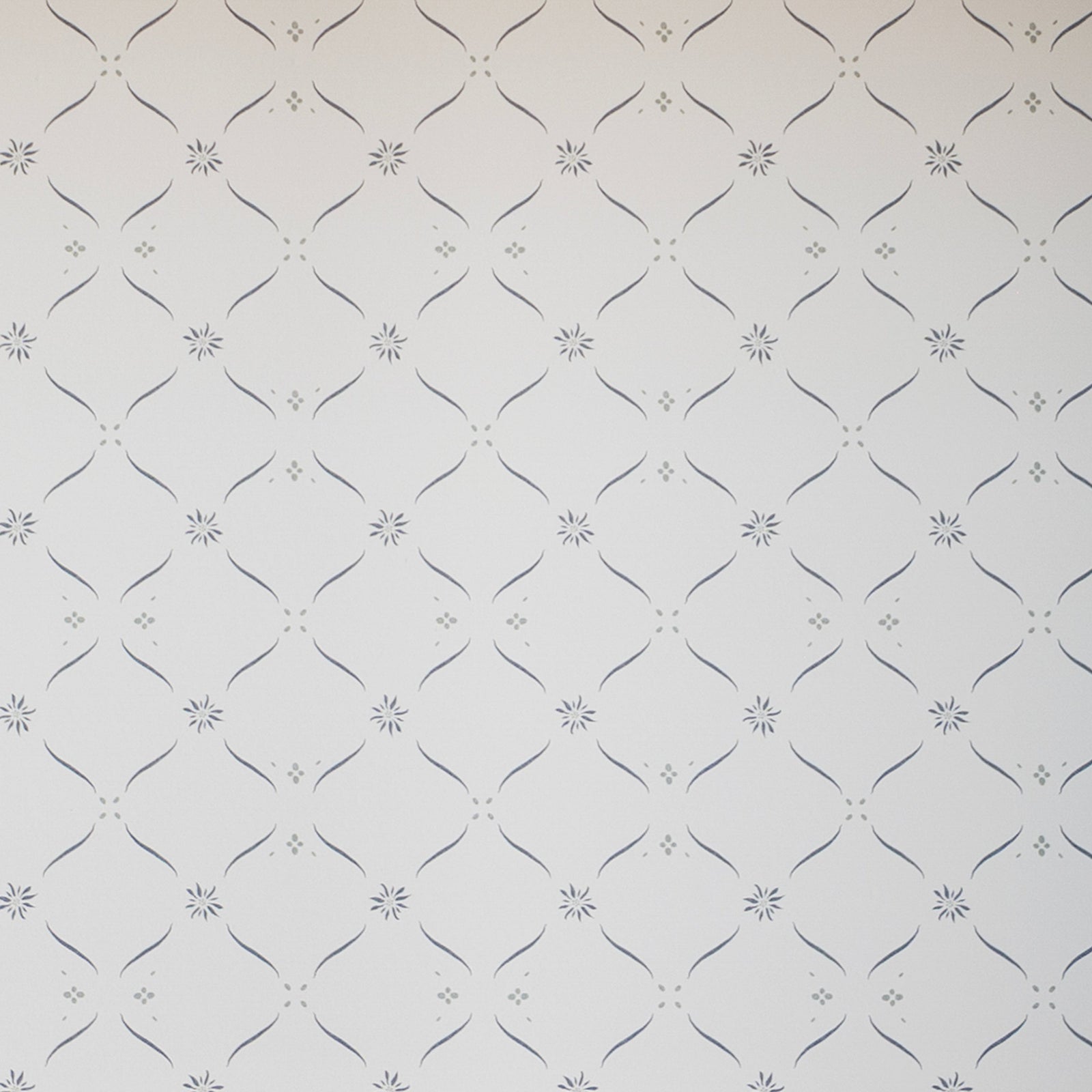 Edelweiss Trellis Wallpaper - Loden Blue and Alpine Green on White