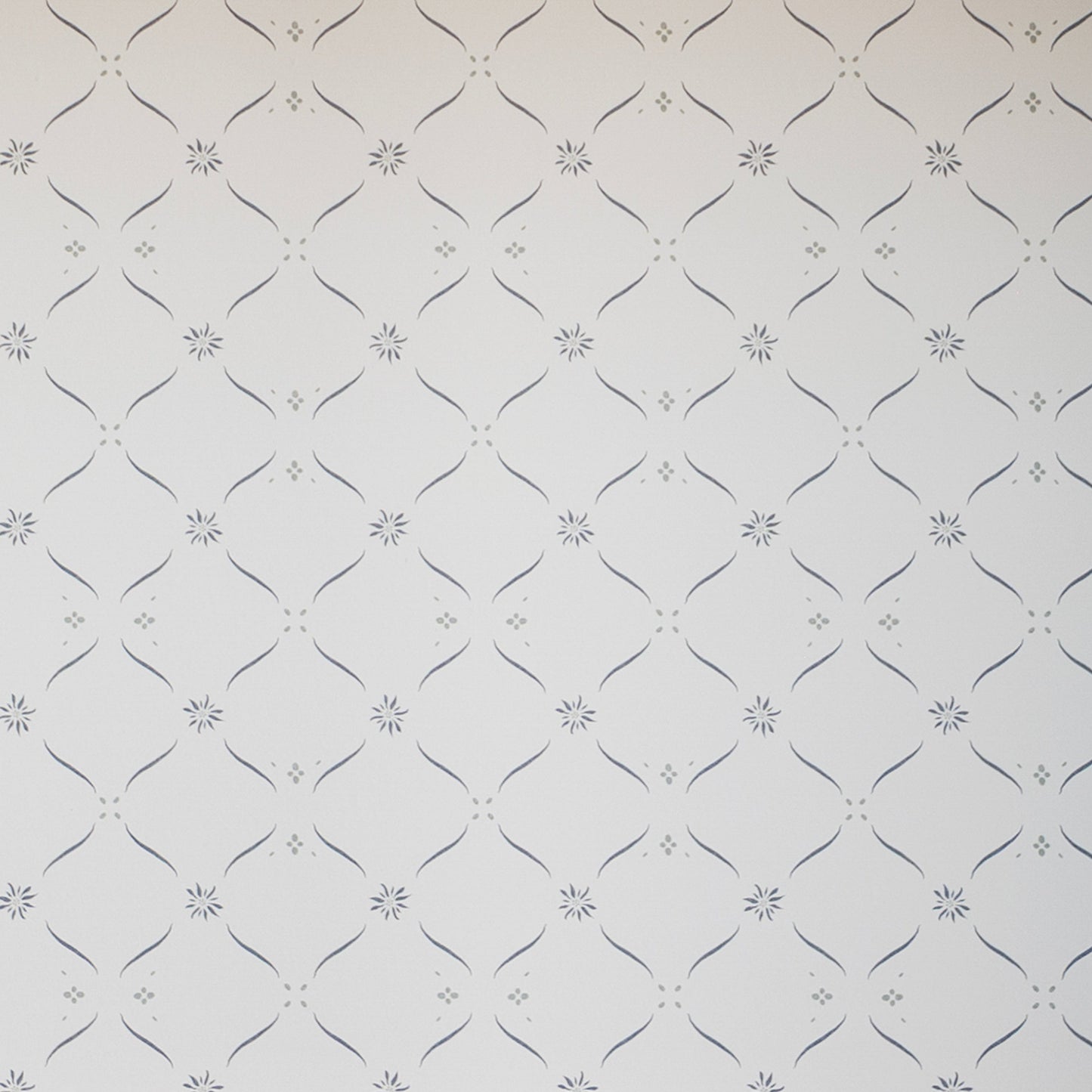 Edelweiss Trellis Wallpaper - Loden Blue and Alpine Green on White