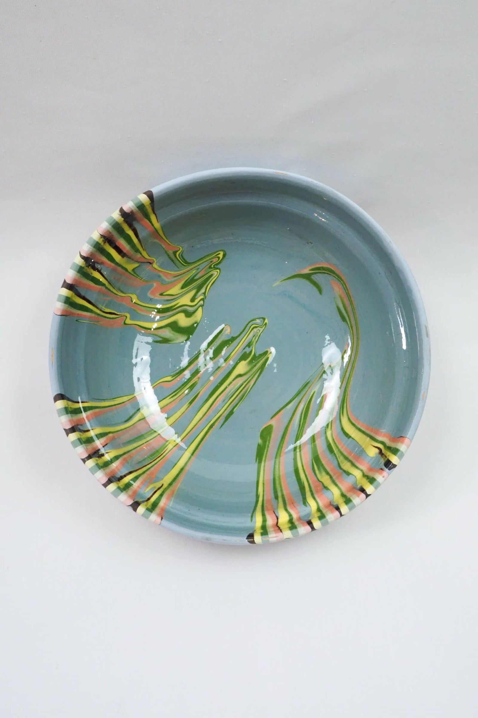 Blue Marbled Large Serving Bowl
