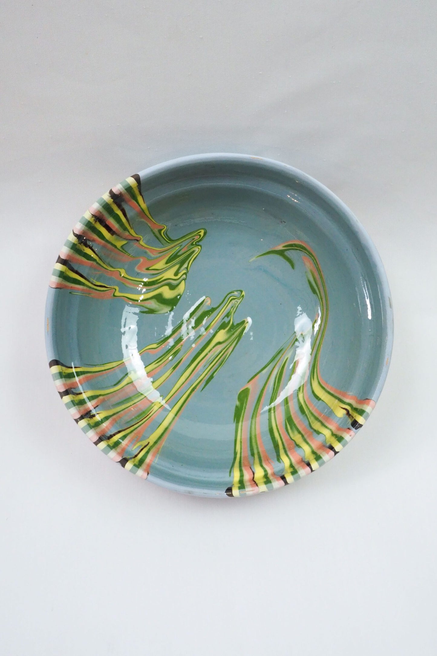 Blue Marbled Large Serving Bowl