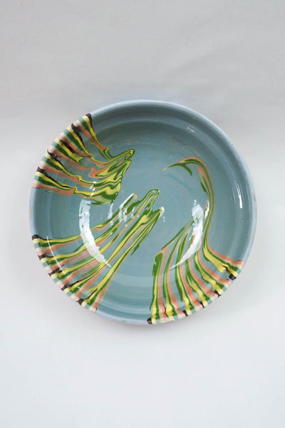 Blue Marbled Large Serving Bowl