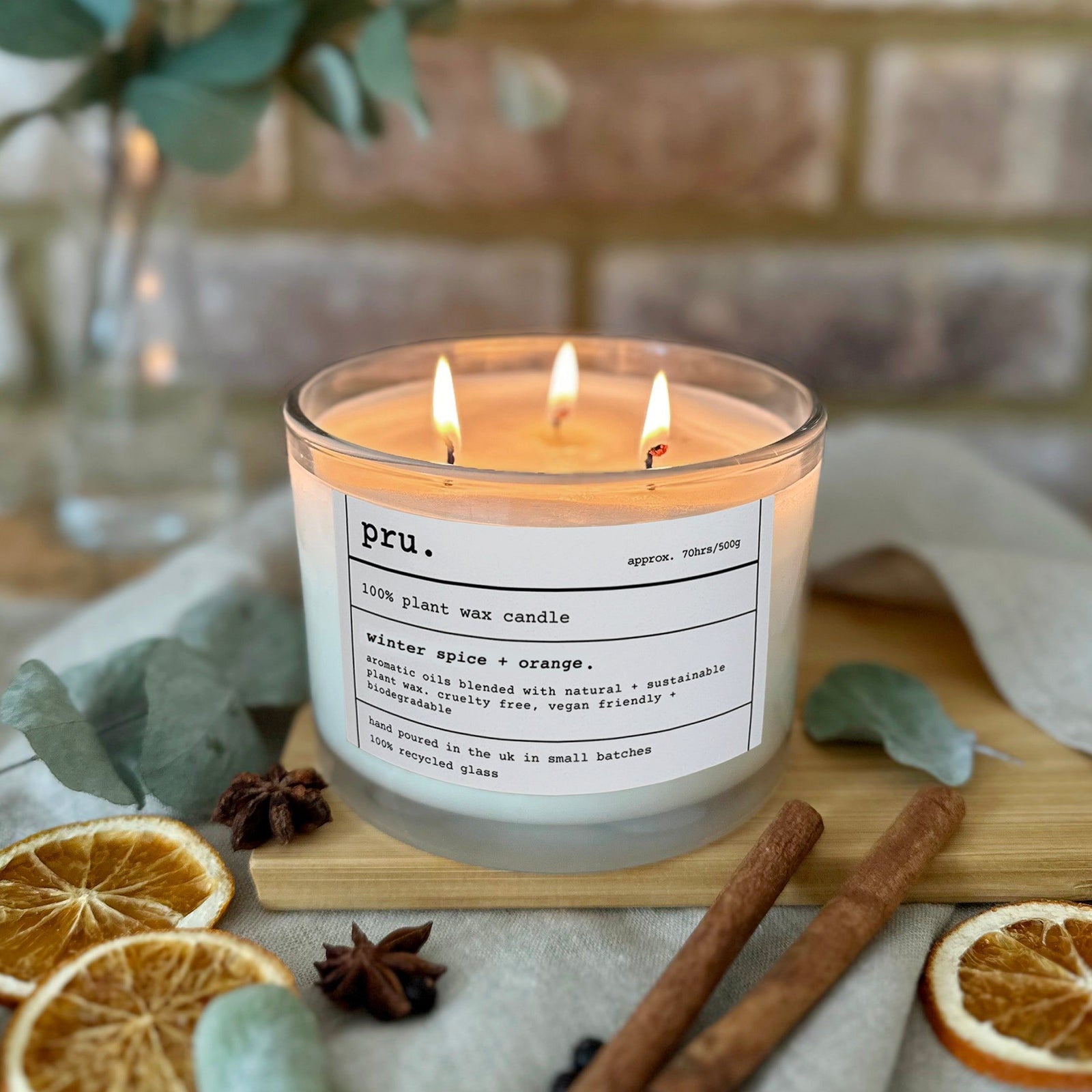Three Wick Candle - Winter Spice + Orange