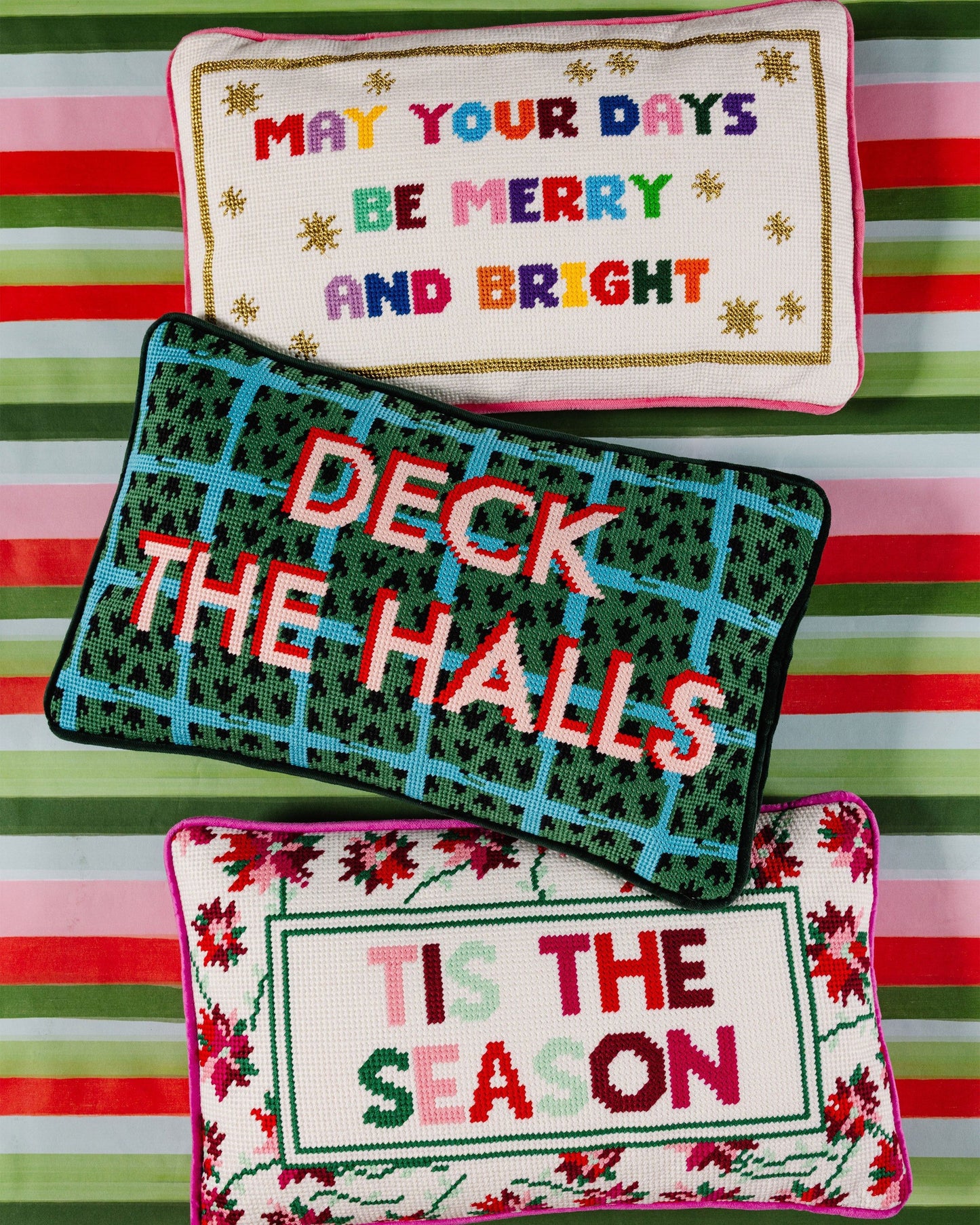 Deck the Halls Needlepoint Pillow