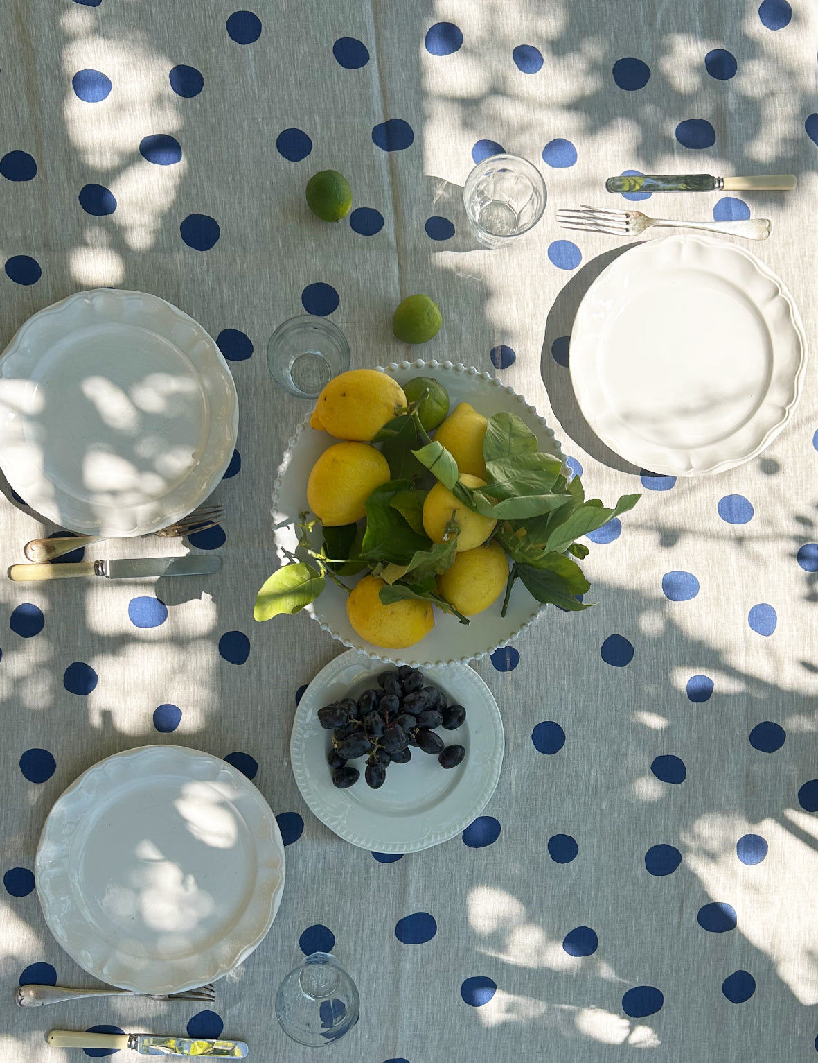 Polka Dot Linen Tablecloth