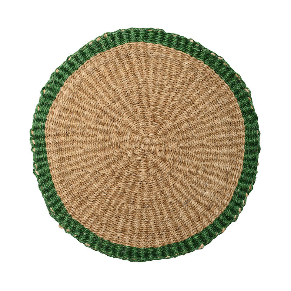KAMARIA: Green Trim Woven Placemat