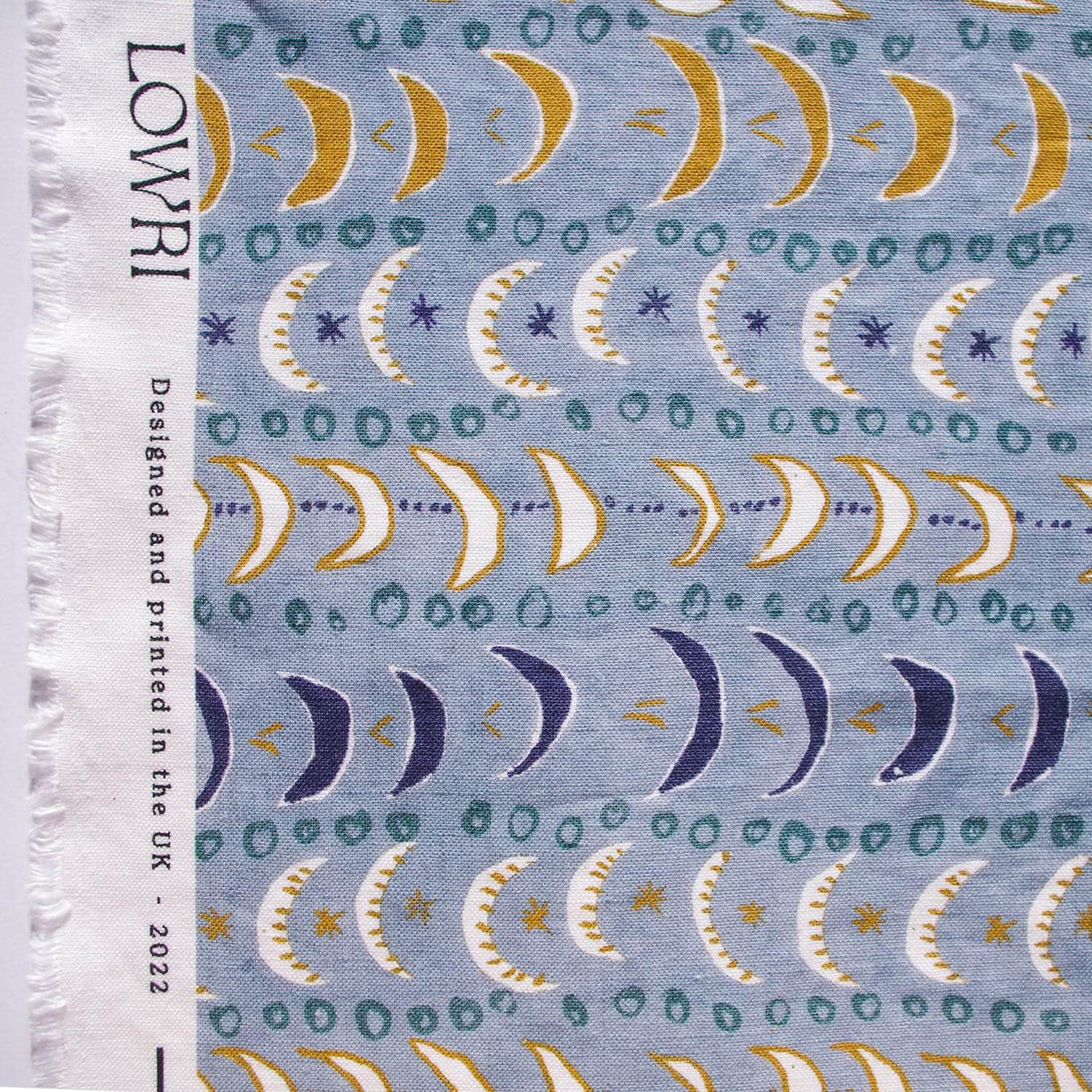 Printed Mini Moons Fabric - Blue
