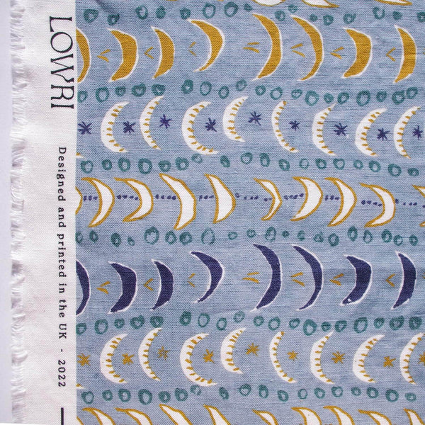 Printed Mini Moons Fabric - Blue