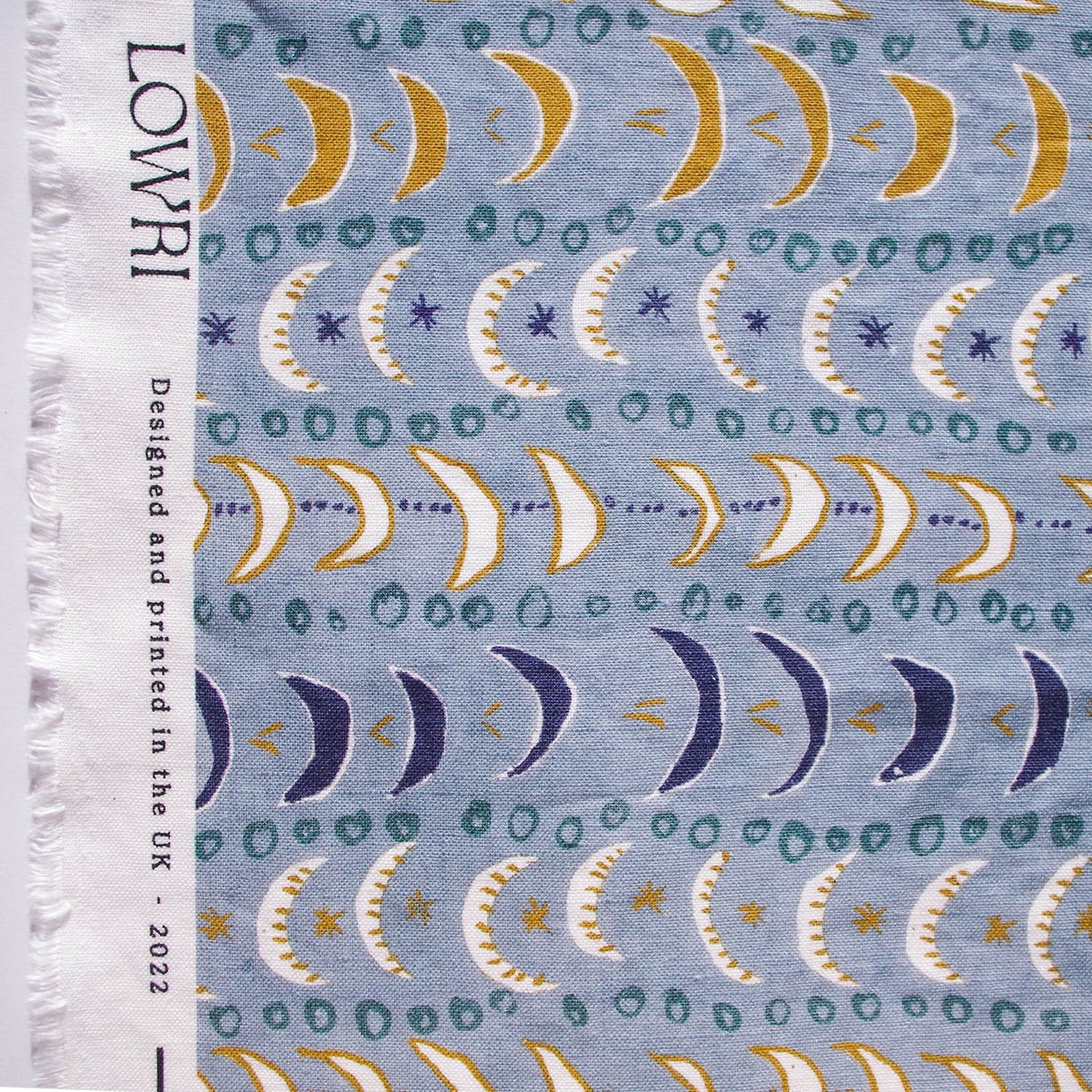 Printed Mini Moons Fabric - Blue