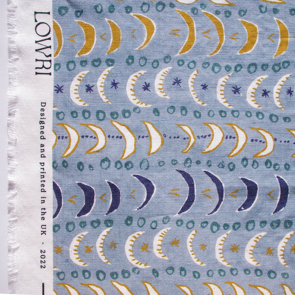 Printed Mini Moons Fabric - Blue