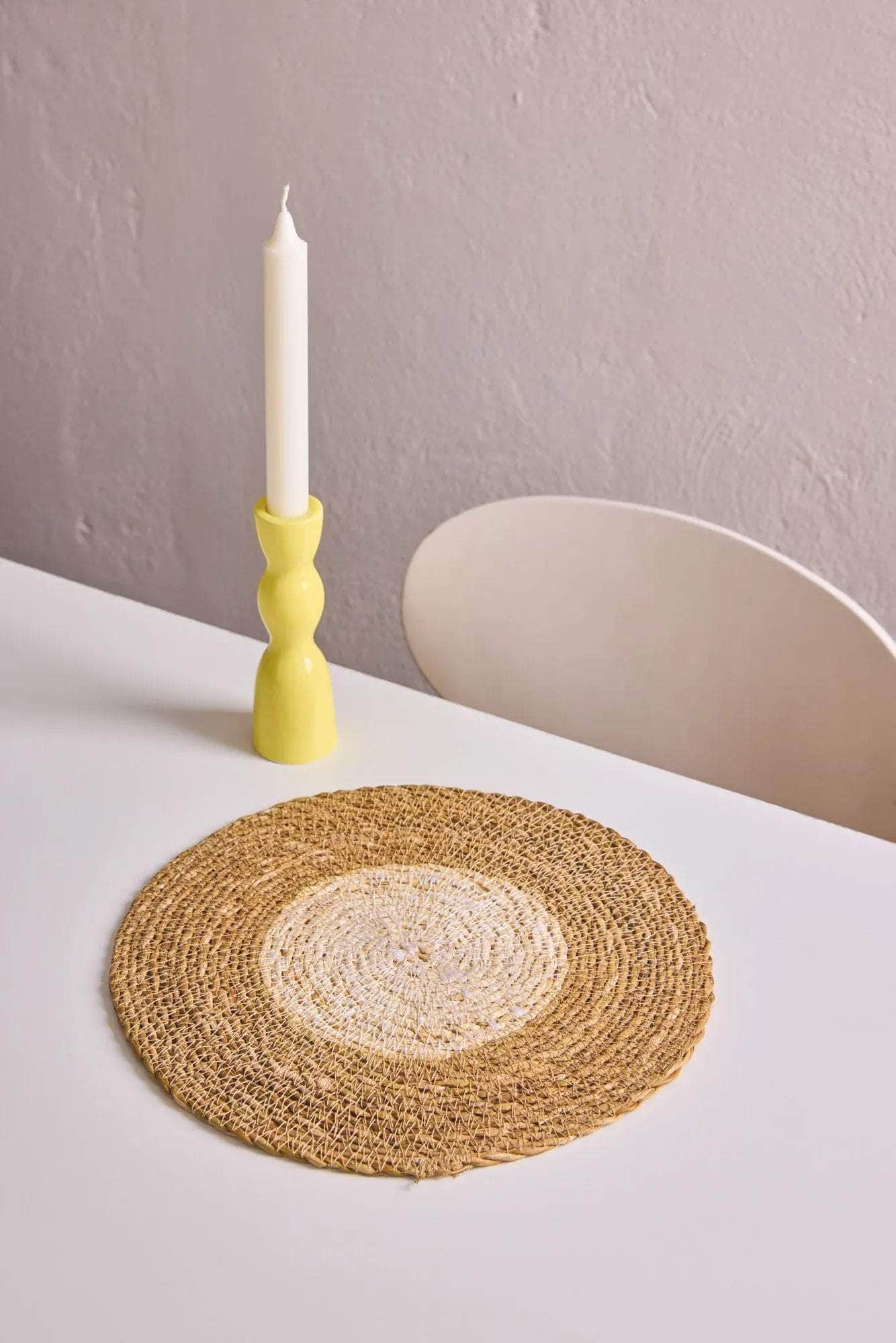 Seagrass Placemats Set of 2 - Warm Natural / White