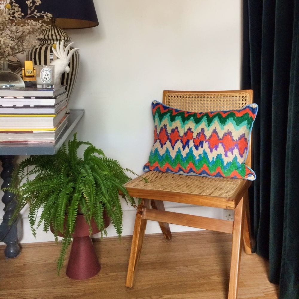 Sapo Cushion - Orange, Ivory & Green