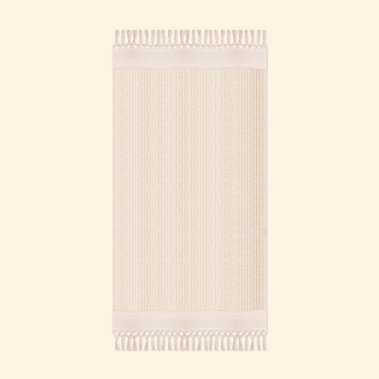 Plush & Bare Striped Pure Cotton King Bath Towel In Cream