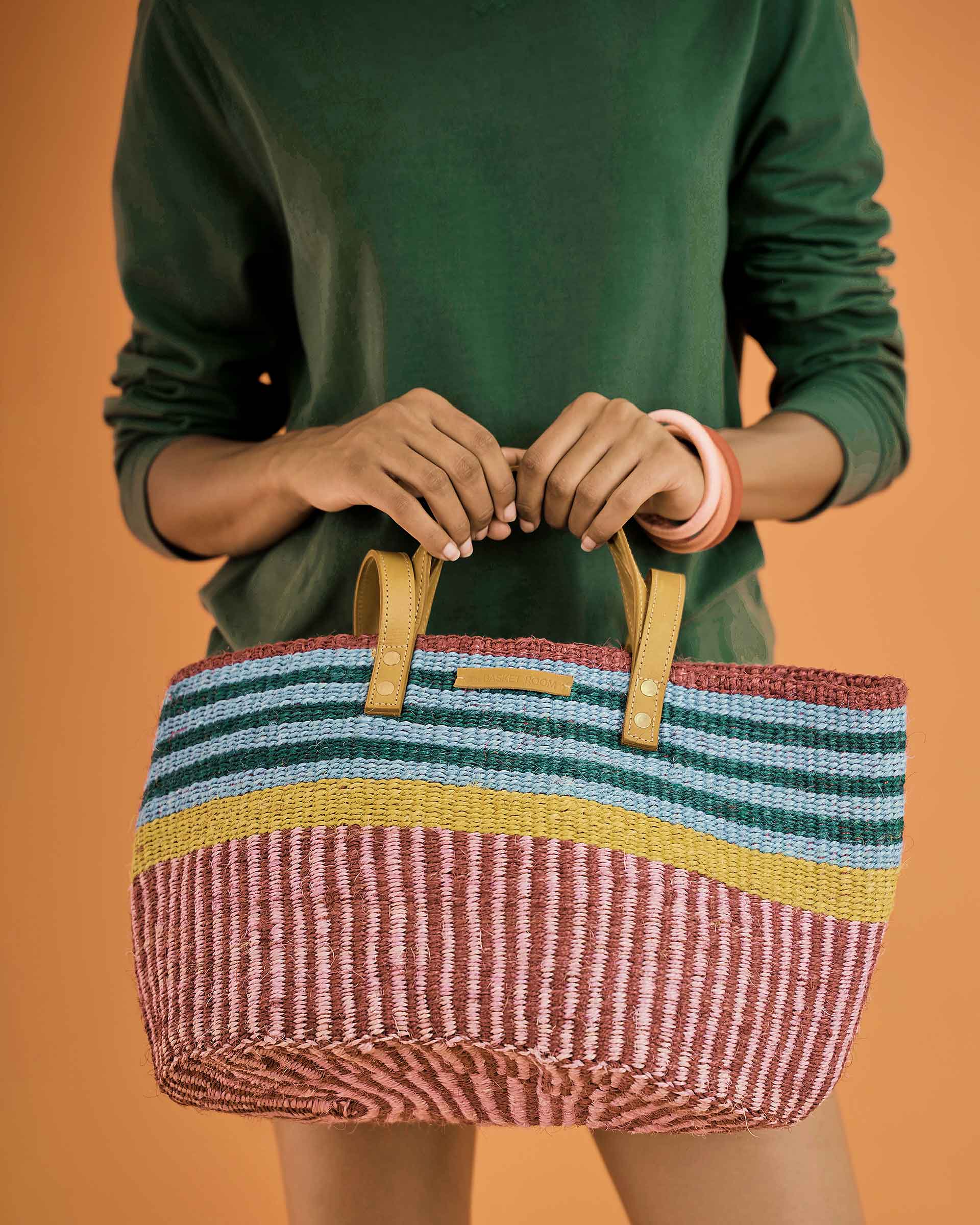 BINAFSI: Sports Luxe Multi-Tone Patterned Sisal Shopper