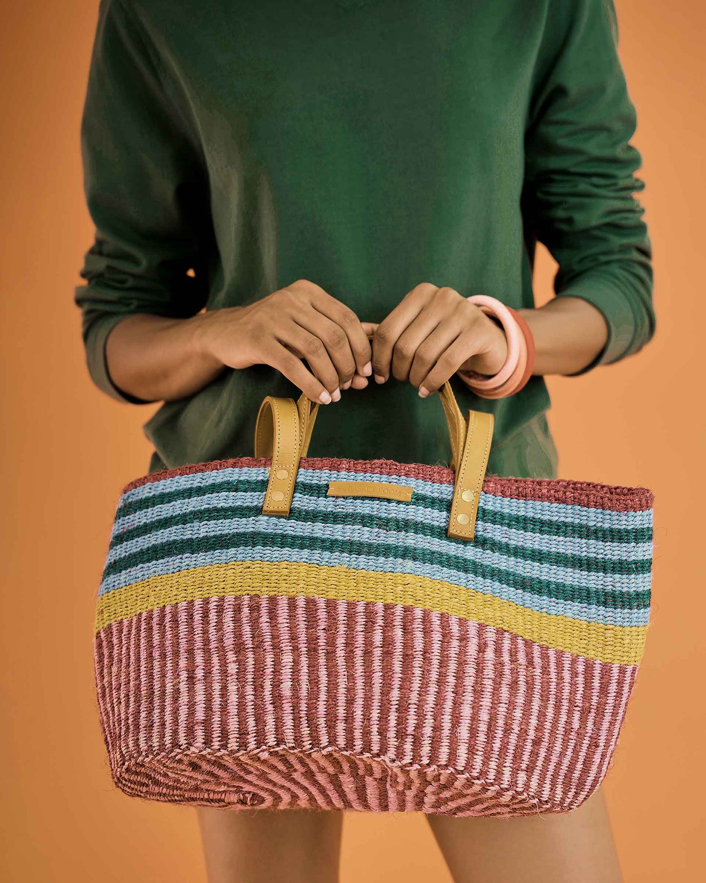 BINAFSI: Sports Luxe Multi-Tone Patterned Sisal Shopper