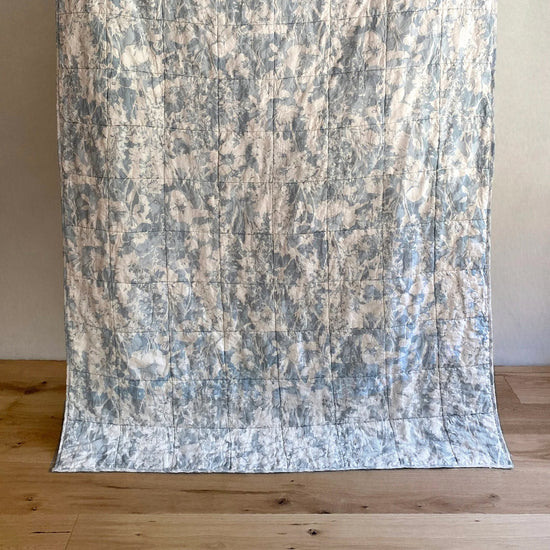 Everly Linen Quilted Throw Duck Egg Blue