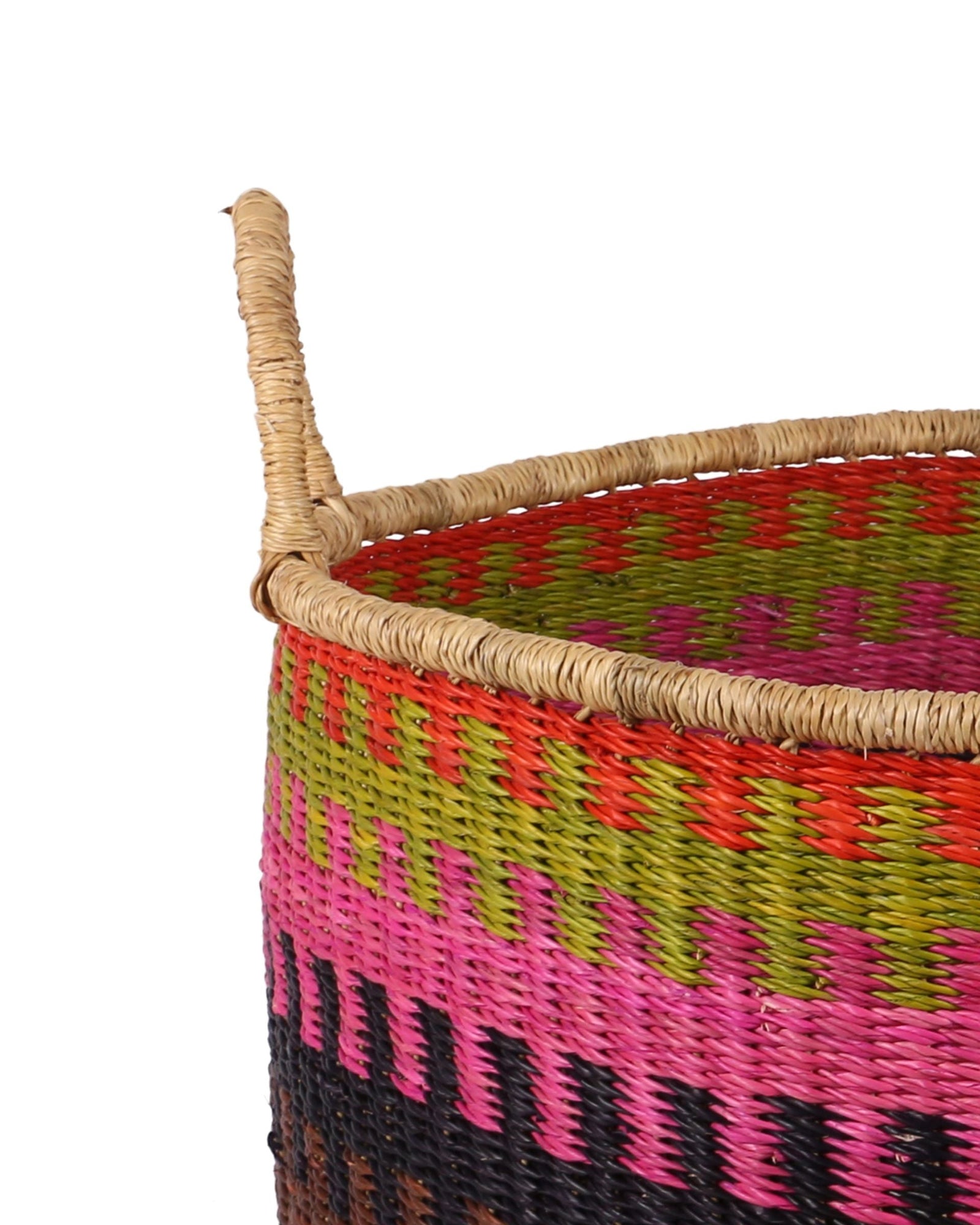 ADWENPA: Large Pink, Green and Black Floor Storage Basket with Handles