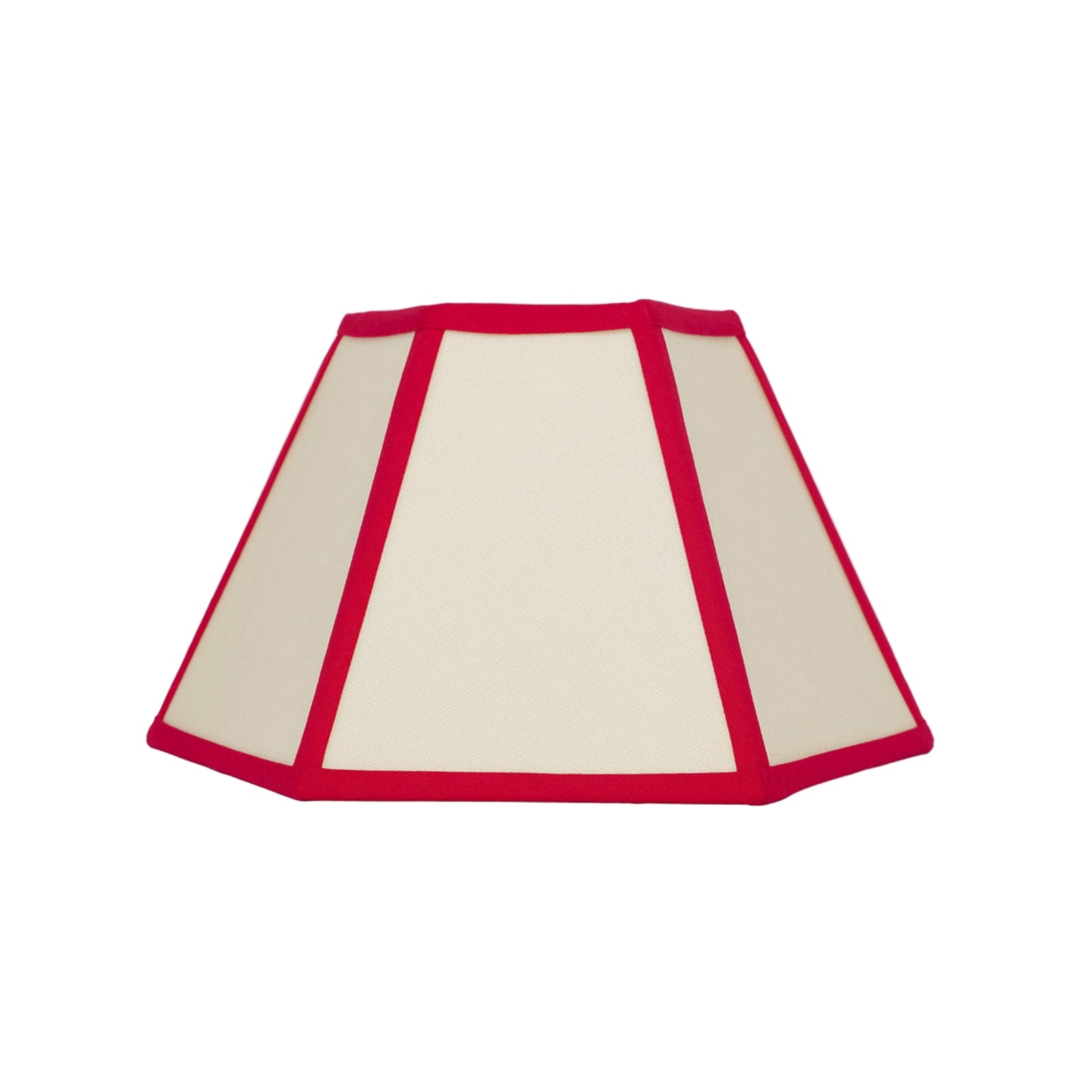 Hexagon Linen Lampshade, Red Trim - Small (US)