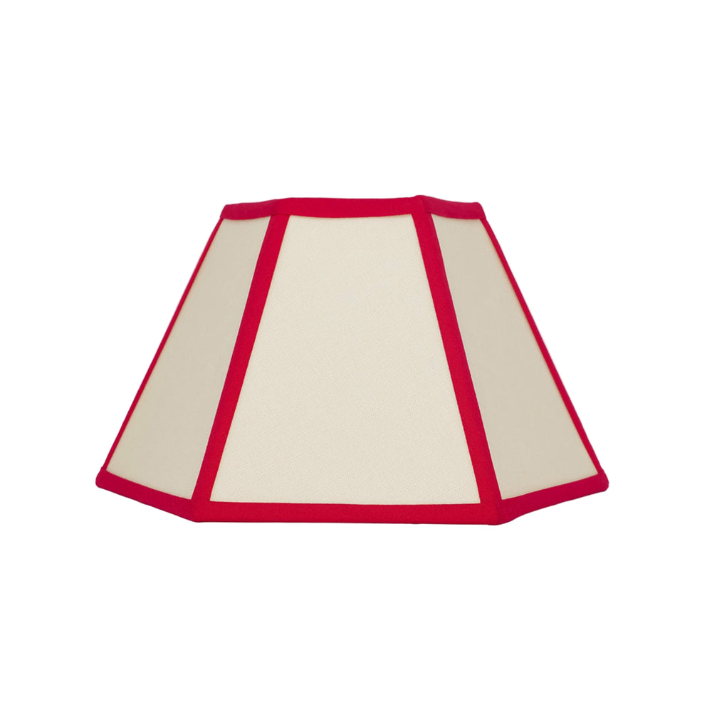 Hexagon Linen Lampshade, Red Trim - Small (US)