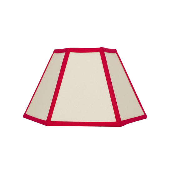 Hexagon Linen Lampshade, Red Trim - Small (US)