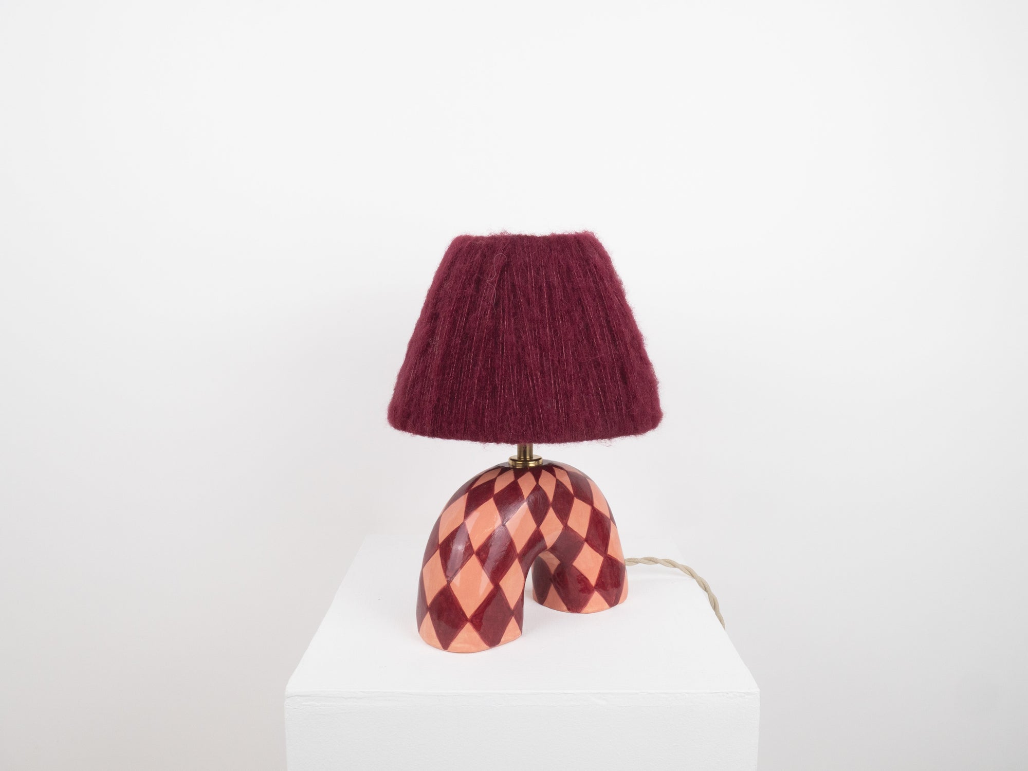 'Me' Table Lamp - Maroon Diamonds