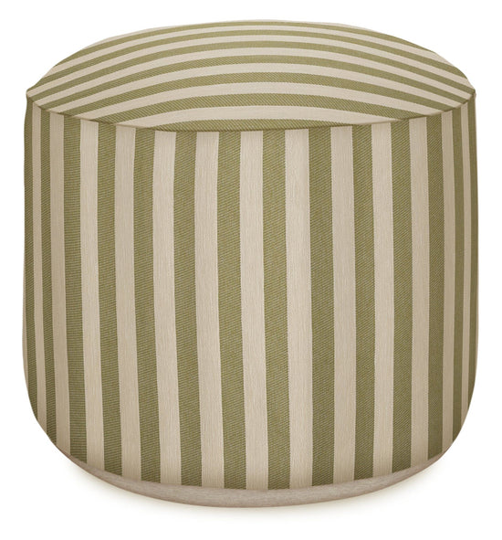 Outdoor Pouf Jackie Olive & Ecru
