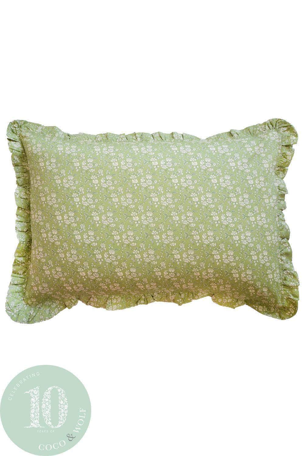 Frill Edge Pillowcase Made With Liberty Fabric Capel Pistachio
