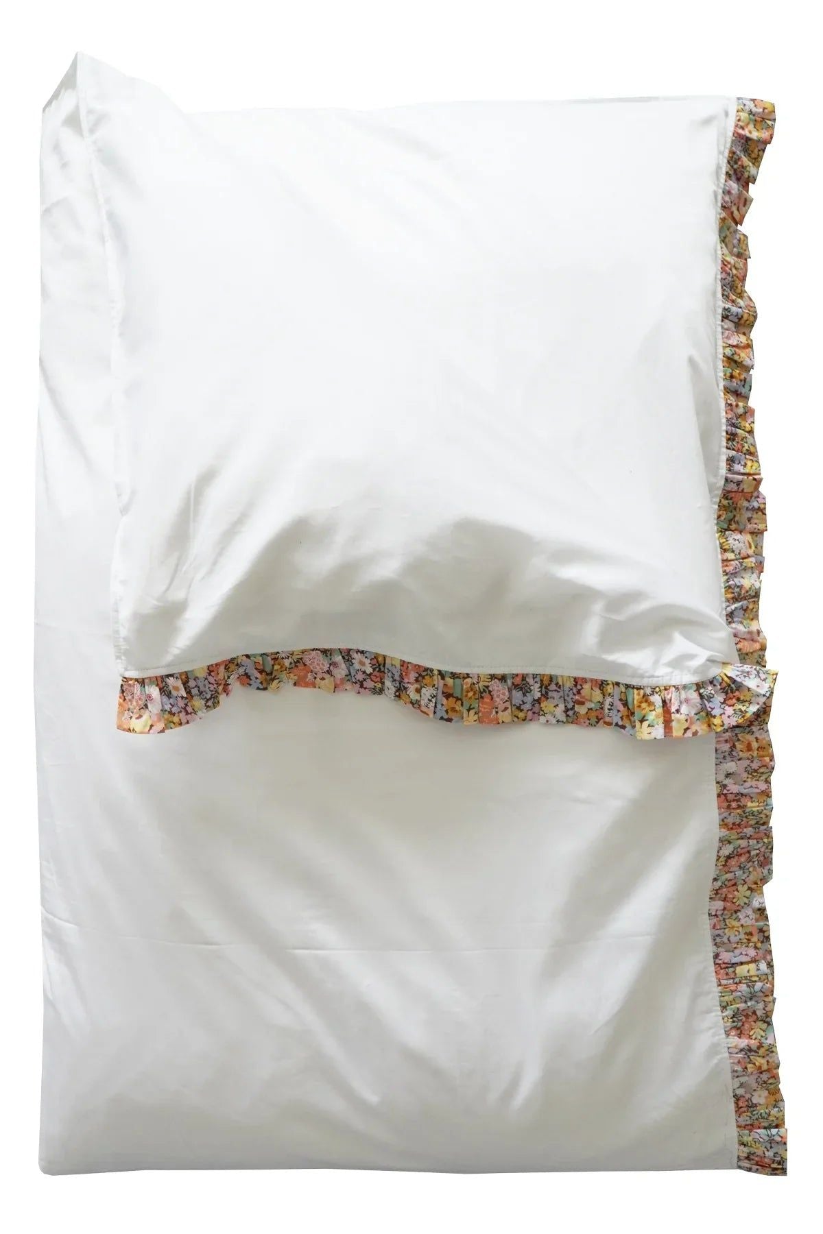 Frill-Edge White Duvet Set made with Liberty Fabric THORPE YELLOW