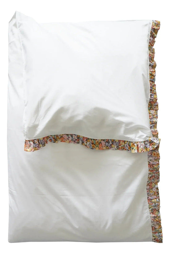 Frill-Edge White Duvet Set made with Liberty Fabric THORPE YELLOW