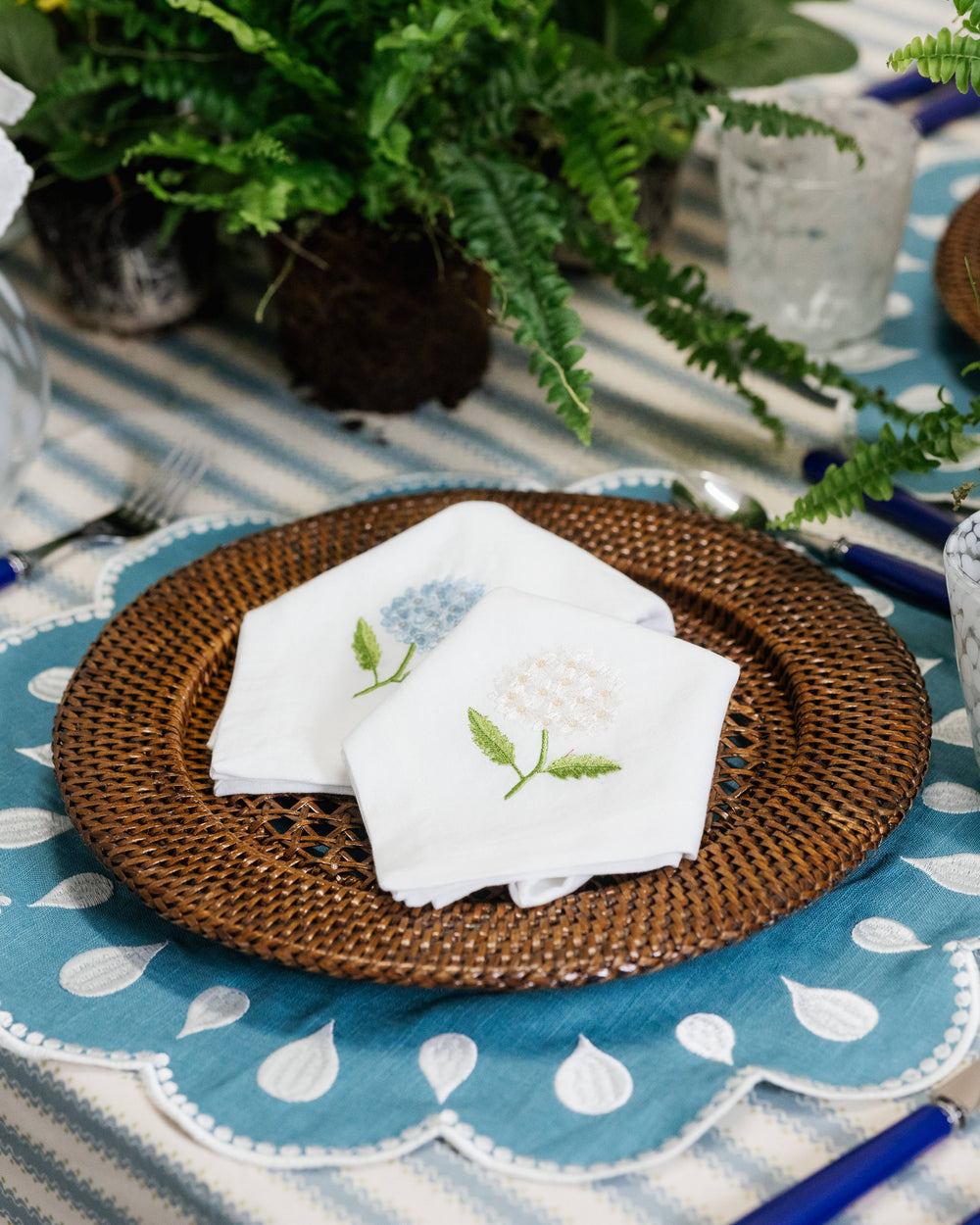 Hydrangea Napkin, White