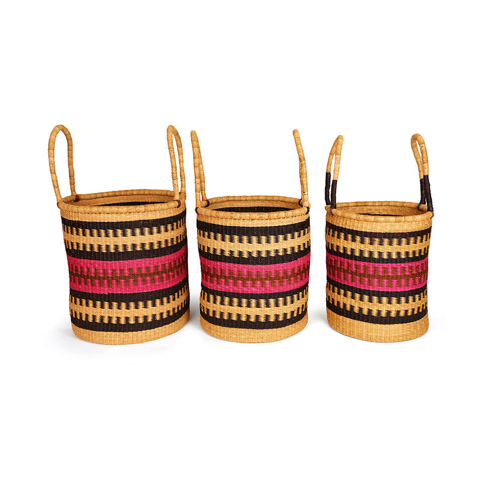 AFUA: Black, Pink & Brown Log or Laundry Basket