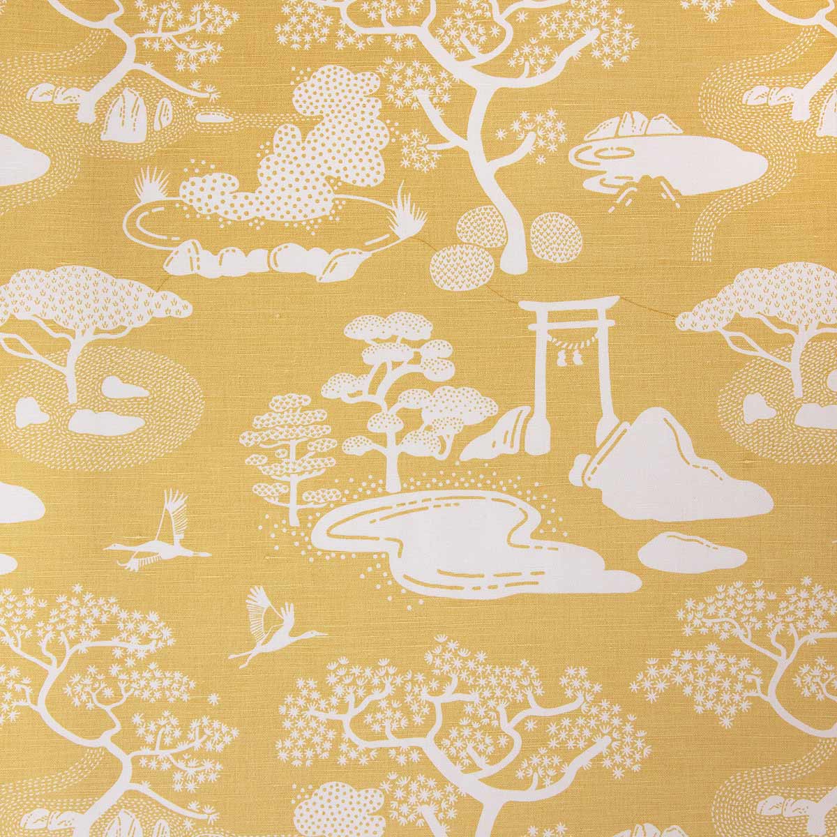 Yellow Zen Onsen Garden Fabric