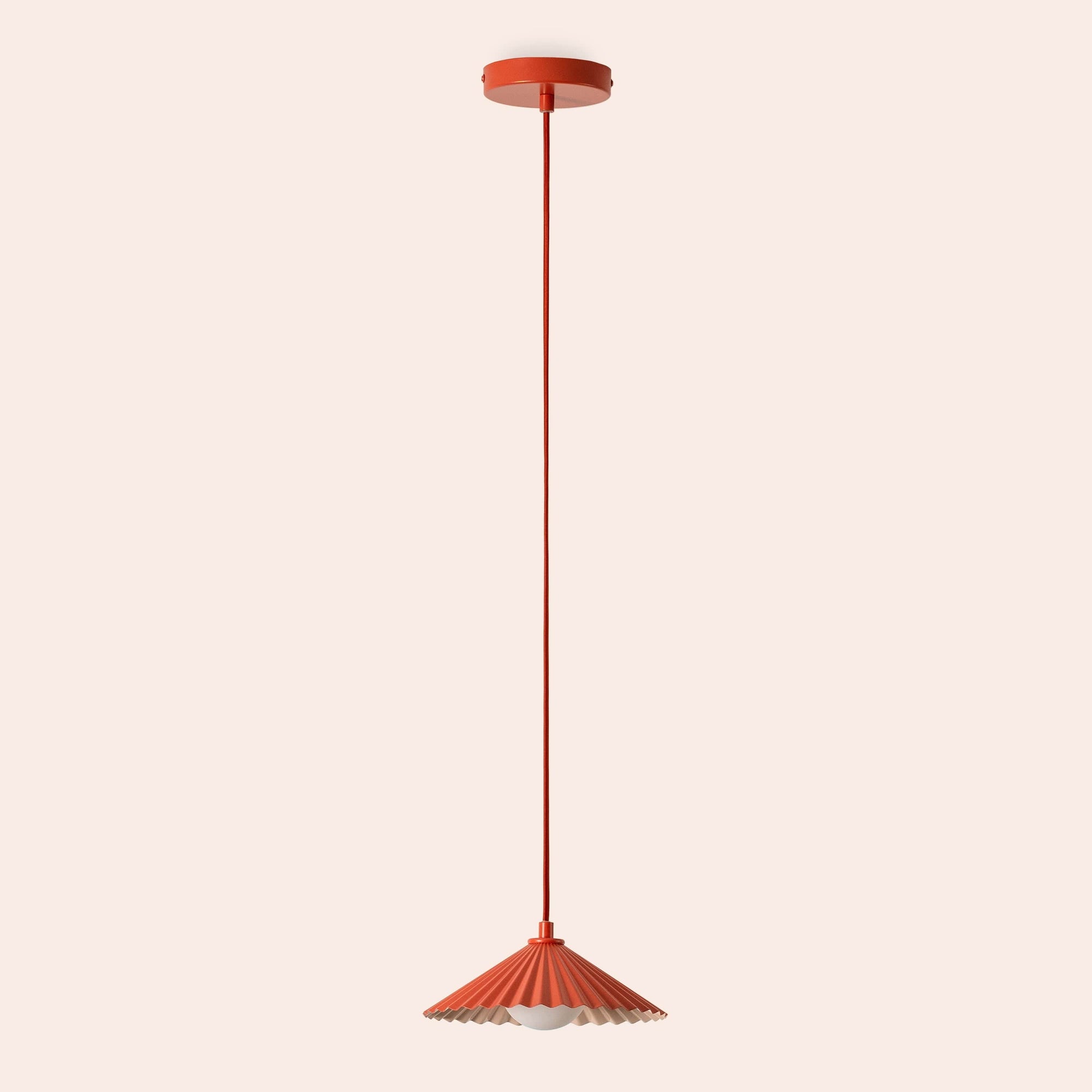 Burnt Orange Small Pleat Pendant Ceiling Light