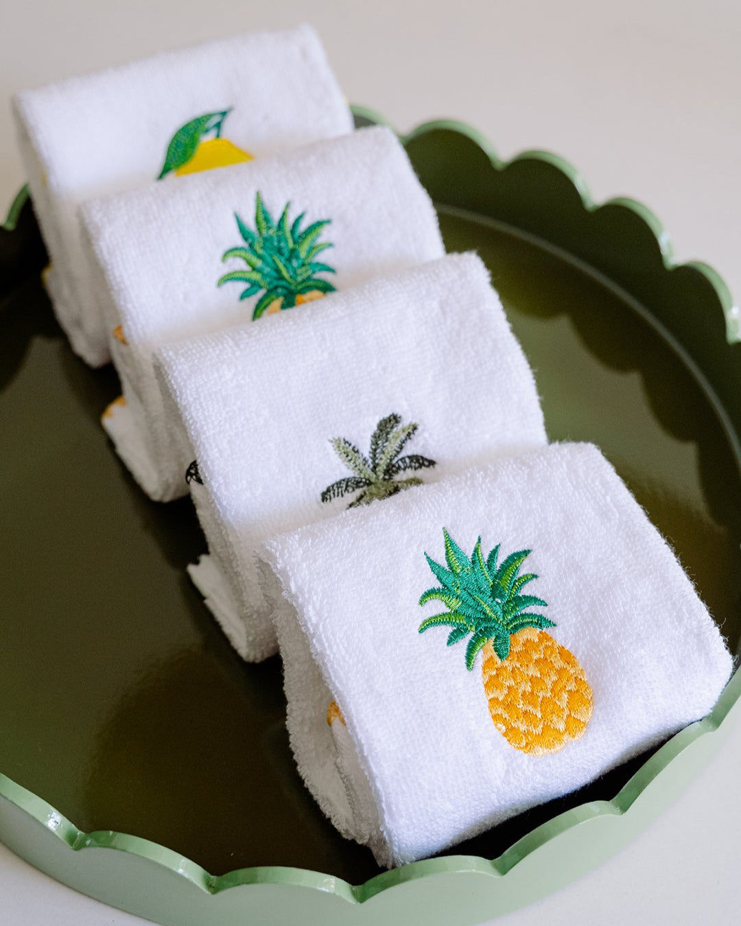 Hand Towel with Shell and Pineapple Design
