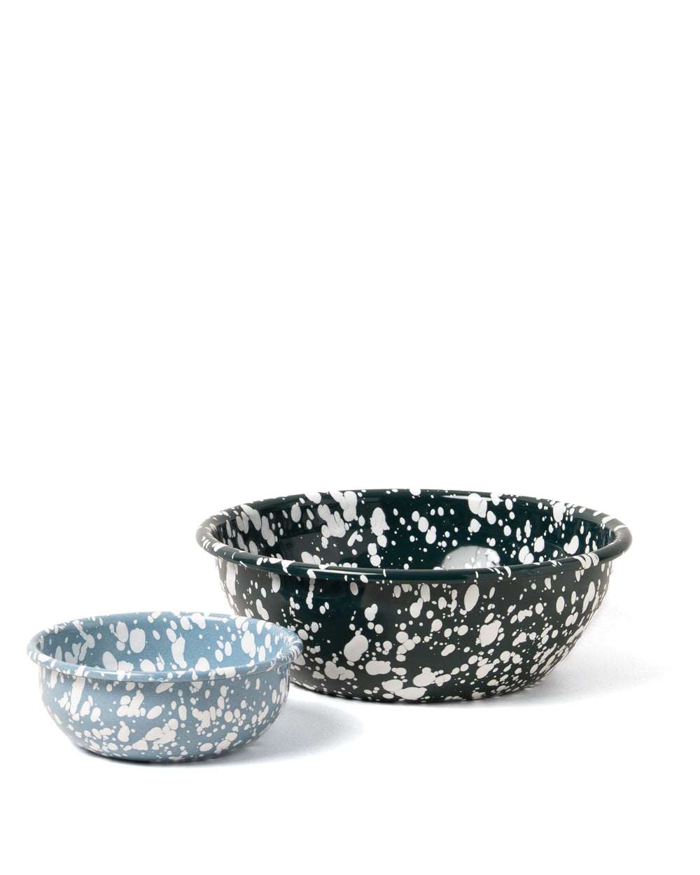 Splatter Enamel Snack Bowl - Light Blue / White