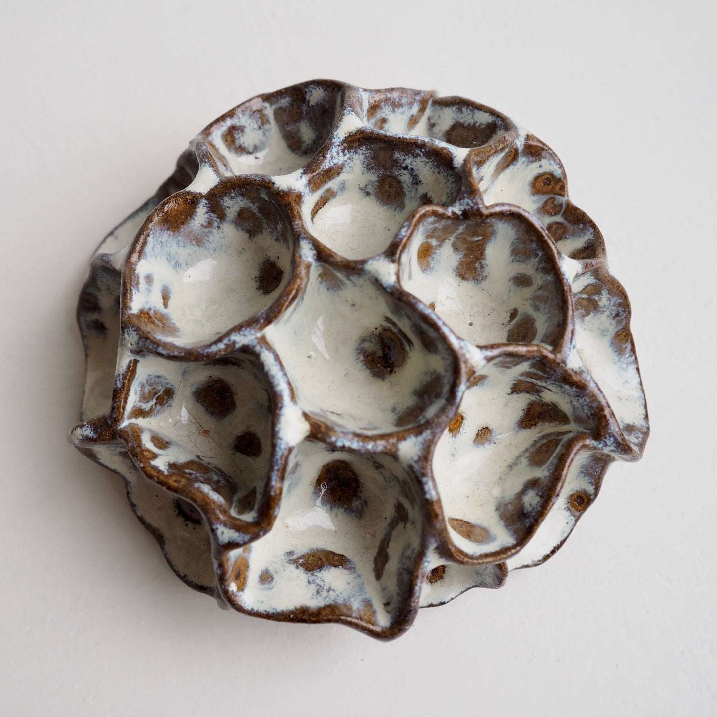 Handmade Pottery Textural Sculptures Brown and Cream