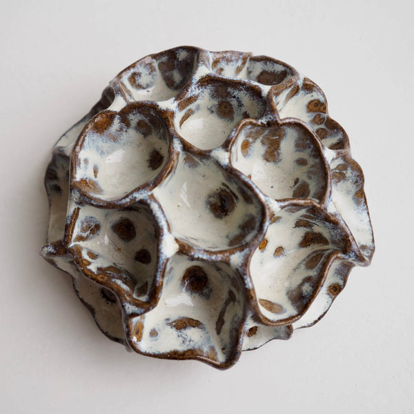 Handmade Pottery Textural Sculptures Brown and Cream