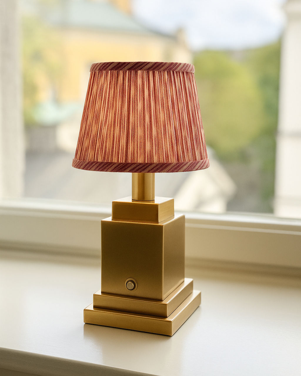 Athena Rechargeable Table Lamp (Red Ikat)