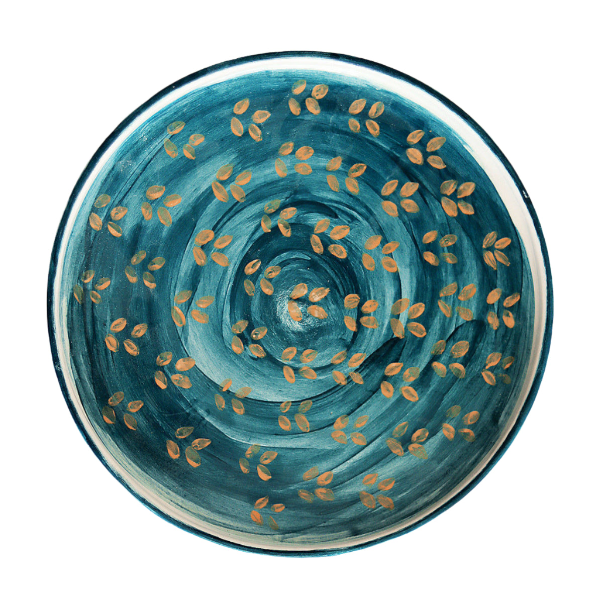 Ceramic Serving Platter Hand Paint Blue