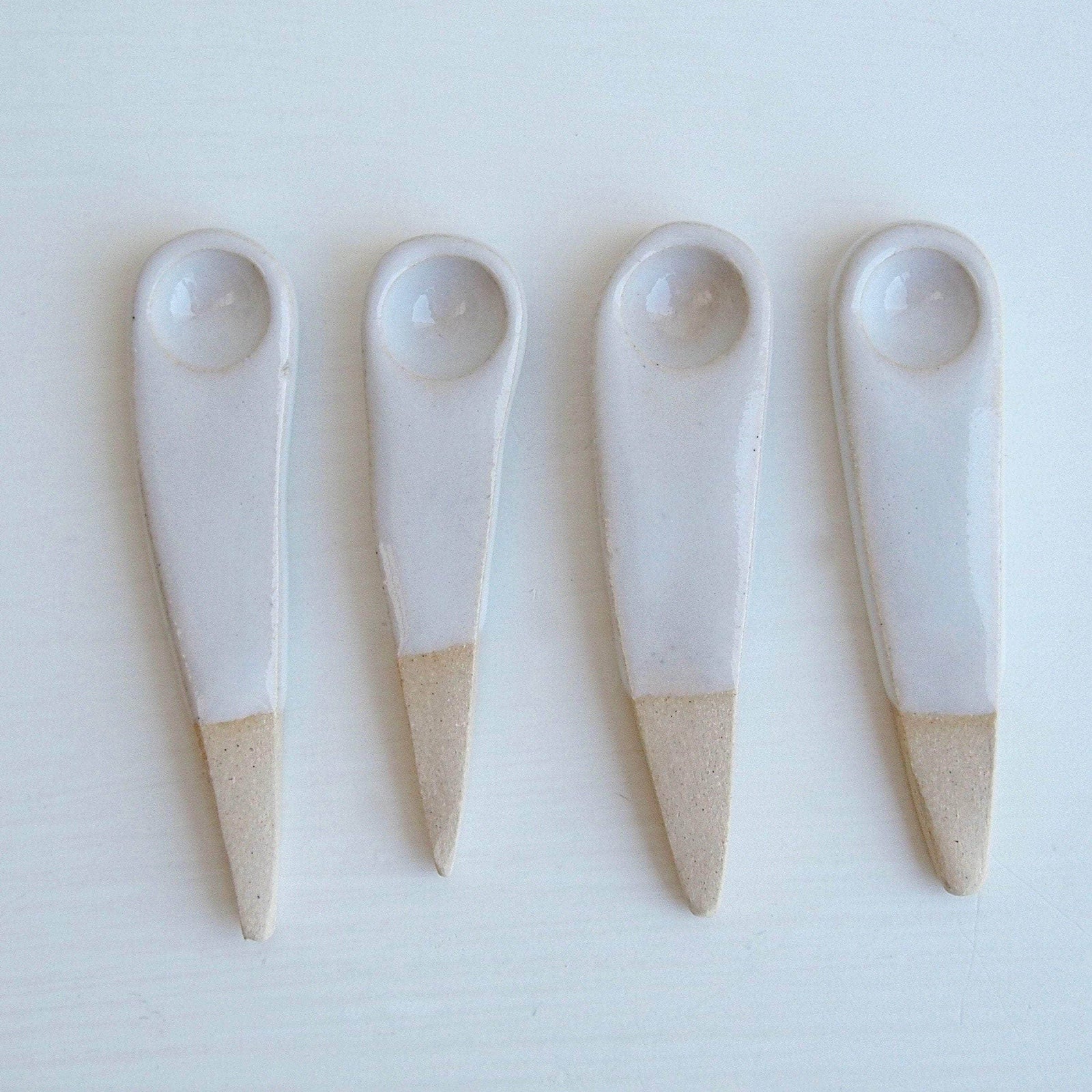Handmade Mini White Ceramic Salt or Spice Spoon